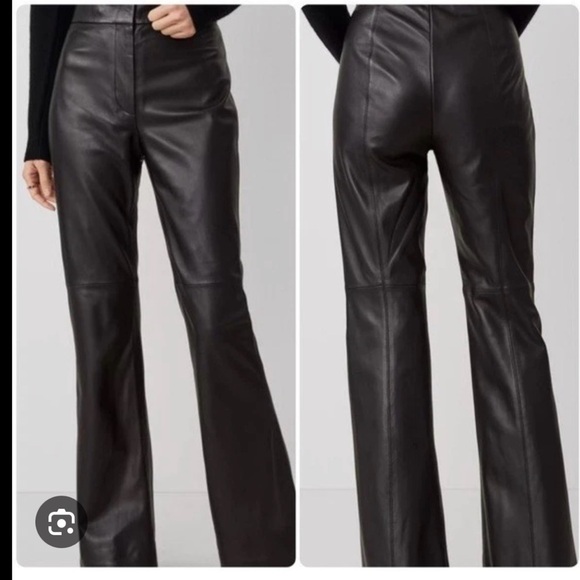Ann Taylor Pants - NWT Ann Taylor Studio Collection Black Genuine Leather Seam Detail Pants Sz 2